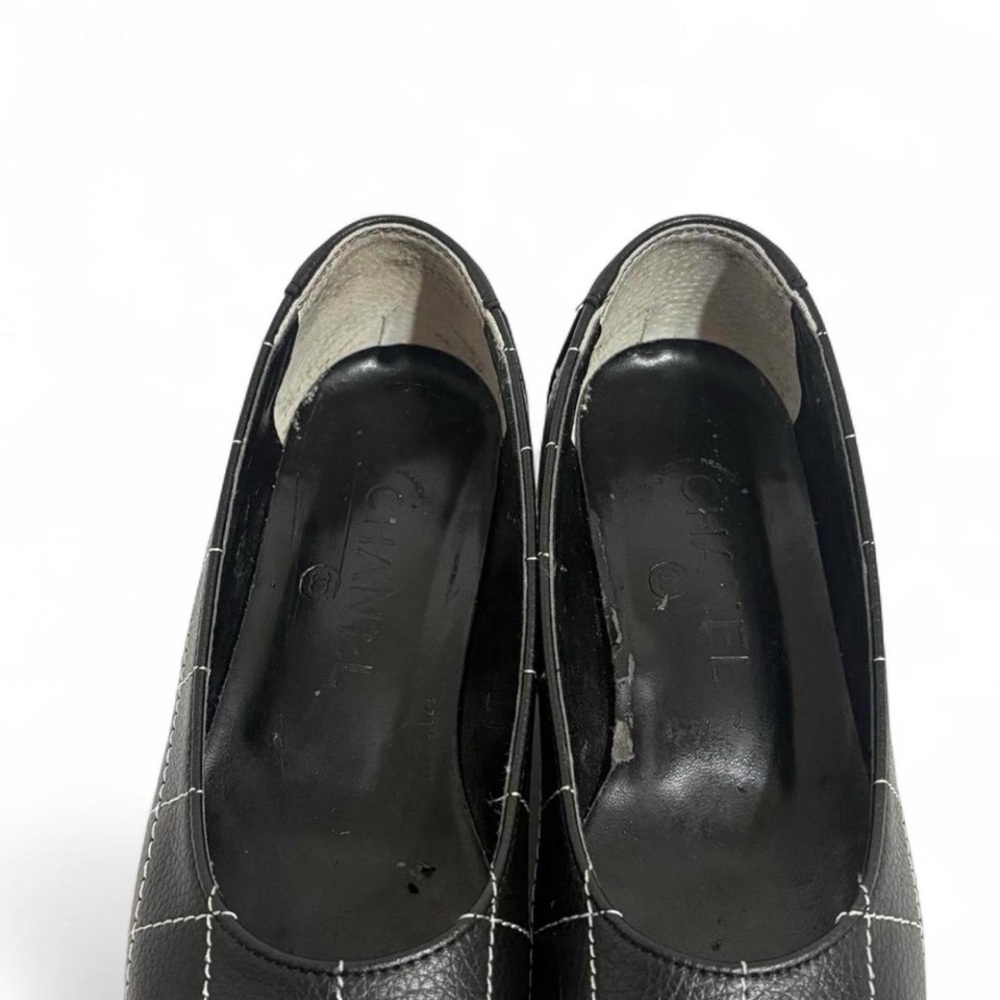 CHANEL Black Quilted Low Block Heel Ballet Flats - Picture 4 of 4